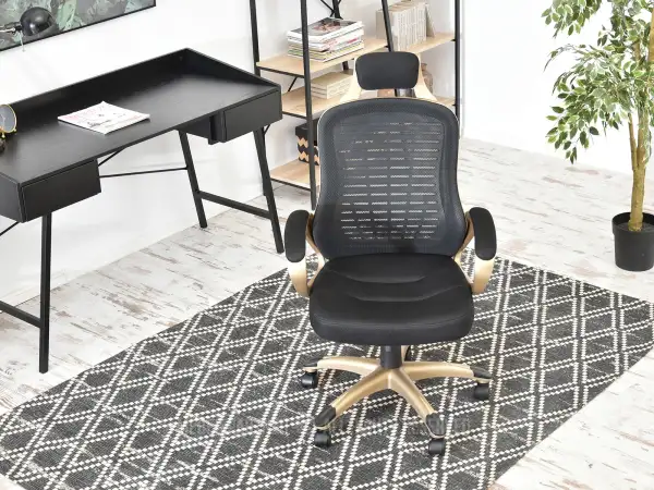 Złoto-czarny fotel biurowy - ponadczasowy komfort dla Twojego miejsca pracy